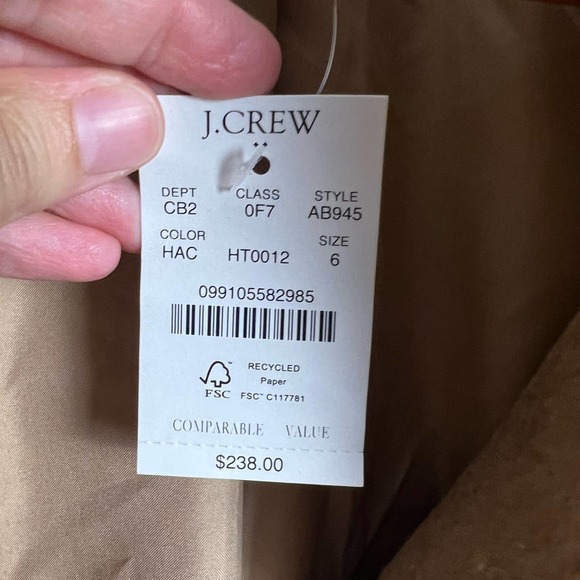 J.CREW New Tan City Wool Coat Size 6 - Picture 10 of 12